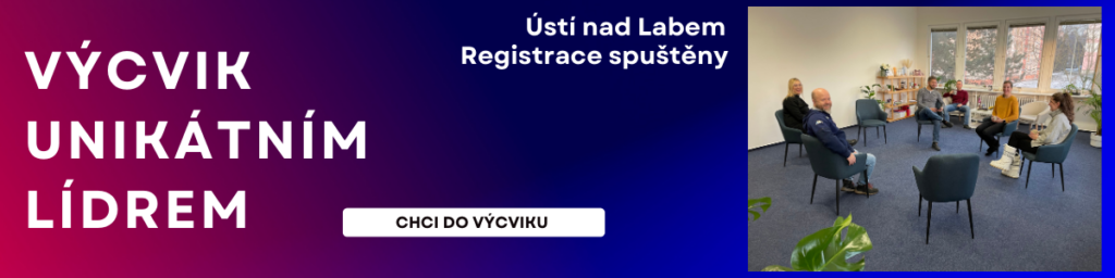 Banner výcviku UNIKÁTNÍ LÍDR – Roční koučovací program leadershipu v Ústí nad Labem, 6 let na trhu